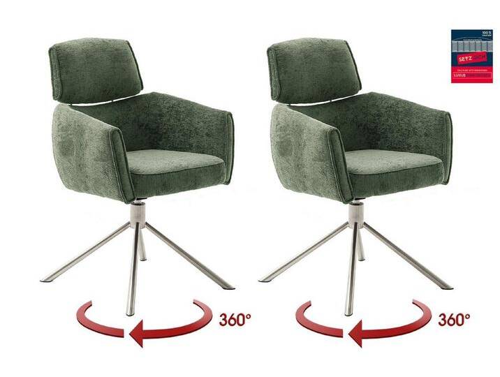 MCA furniture Armlehnstuhl (2-er Set) in Olive, Polyester - 60x92x64cm (BxHxT) (2-er Set) von MCA-furniture