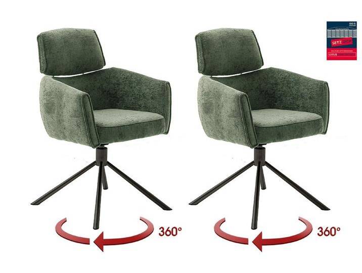 MCA furniture Armlehnstuhl (2-er Set) in Olive, Polyester - 60x92x64cm (BxHxT) (2-er Set) von MCA-furniture