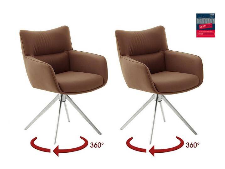 MCA furniture Armlehnstuhl (2-er Set) in Rostbraun, Leder - 61x88x63cm (BxHxT) (2-er Set), braun von MCA-furniture