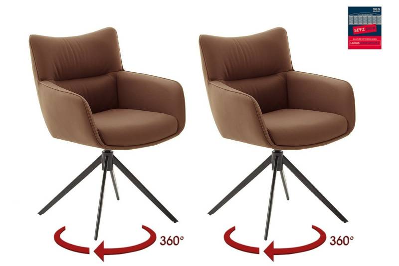 MCA furniture Armlehnstuhl (2-er Set) in Rostbraun, Leder - 61x88x63cm (BxHxT) (2-er Set) von MCA furniture
