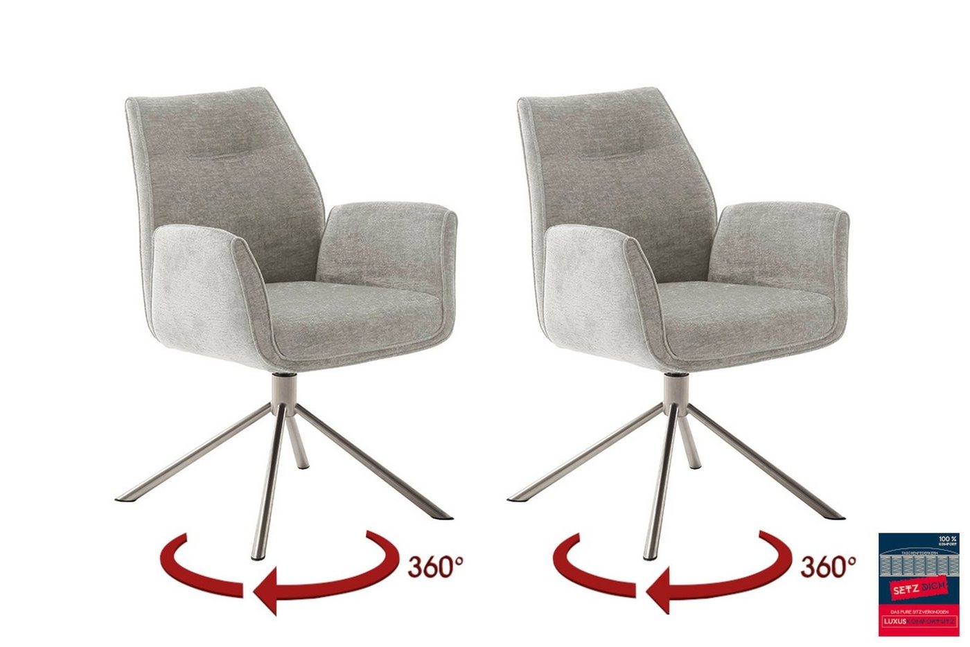 MCA furniture Armlehnstuhl (2-er Set) in Taupe, Polyester - 64x90x66cm (BxHxT) (2-er Set) von MCA furniture