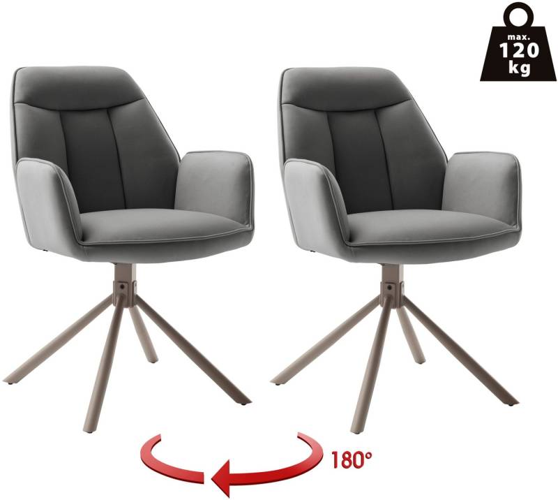 MCA furniture Armlehnstuhl RAFAELA Esszimmerstuhl (2er Set) - Stuhl (Set, 2 St), 180° drehbar, Metall, Mikrofaser, belastbar 120 kg von MCA furniture