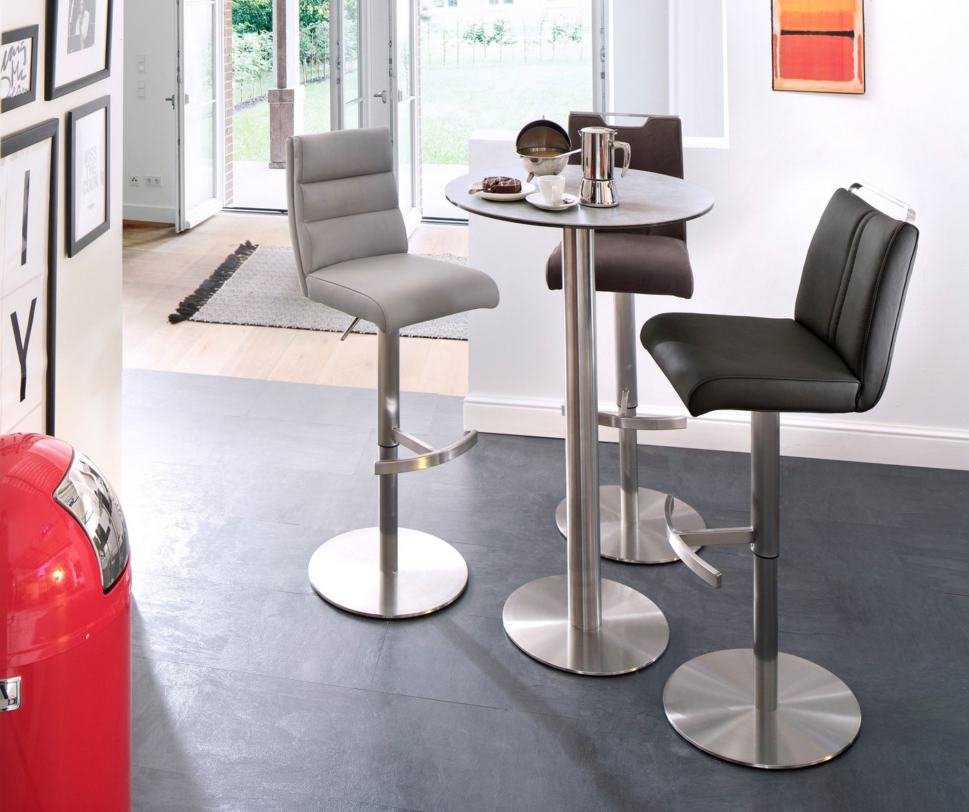MCA furniture Bartisch Zarina, Bartisch mit Glaskeramik Tischplatte mit Edelstahl Gestell von MCA furniture