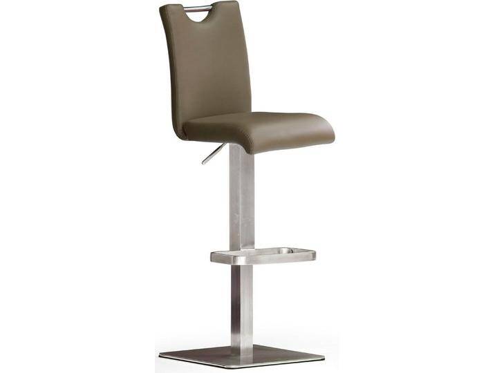 MCA furniture Bistrostuhl BARBECOOL, mit Rückenlehne, Bodenplatte eckig, 180° drehbar Sitzhöhe von 55-80 cm, braun, Leder, Gestell Eckig von MCA-furniture
