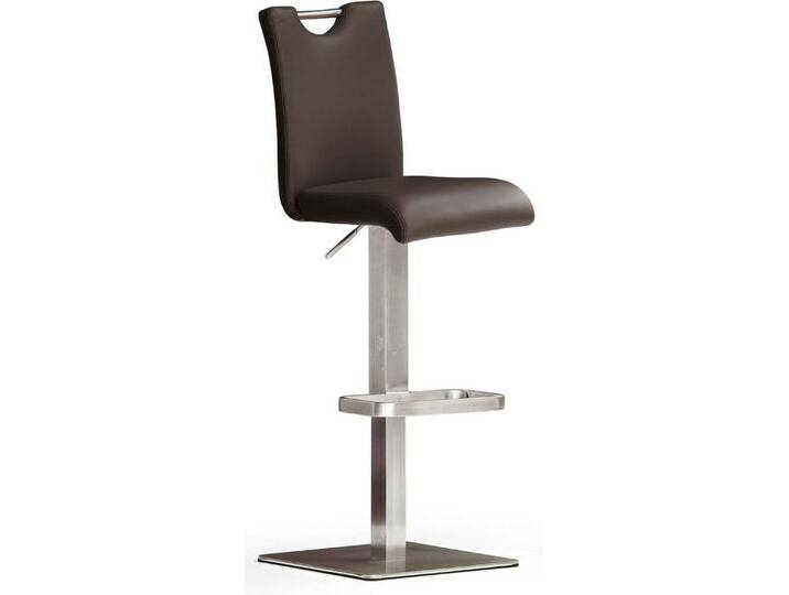 MCA furniture Bistrostuhl BARBECOOL, mit Rückenlehne, Bodenplatte eckig, 180° drehbar Sitzhöhe von 55-80 cm, braun, Leder, Gestell Eckig von MCA-furniture