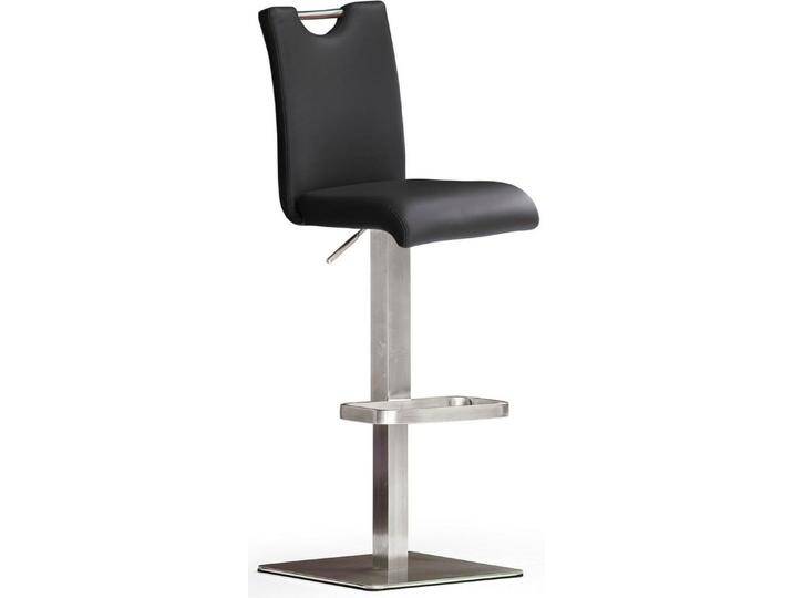 MCA furniture Bistrostuhl BARBECOOL, mit Rückenlehne, Bodenplatte eckig, 180° drehbar Sitzhöhe von 55-80 cm, schwarz, Leder, Gestell Eckig von MCA-furniture