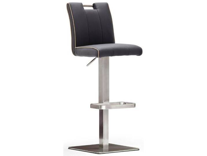 MCA furniture Bistrostuhl BARBECOOL, mit Rückenlehne, Bodenplatte eckig, 360° drehbar, Sitzhöhe von 55-80cm, schwarz, Leder von MCA-furniture