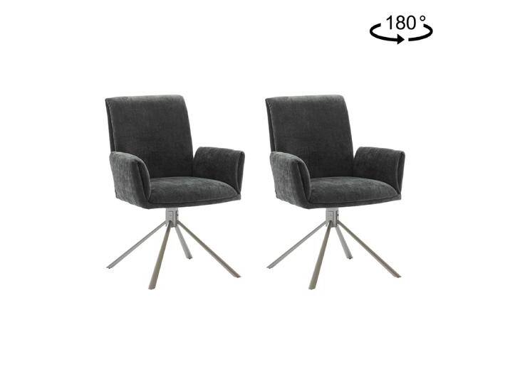 MCA furniture Boulder Armlehnenstuhl im 2er Set mit Drehfunktion Gestell Edelstahl Bezug in Chenille Optik Anthrazit MCA furniture Boulder Armlehnenstuhl im 2er Set mit Drehfunktion Gestell Edelstahl Bezug in Chenille Optik Anthrazit von MCA-furniture