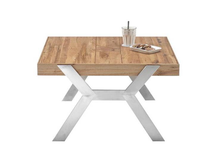 MCA furniture Couchtisch Beistelltisch Burgas, Zereiche massiv, natur, 80 x 45 x 80 cm (no-Set), Breite 80 cm, Tischplatte Echtholzfurnier, beige von MCA-furniture