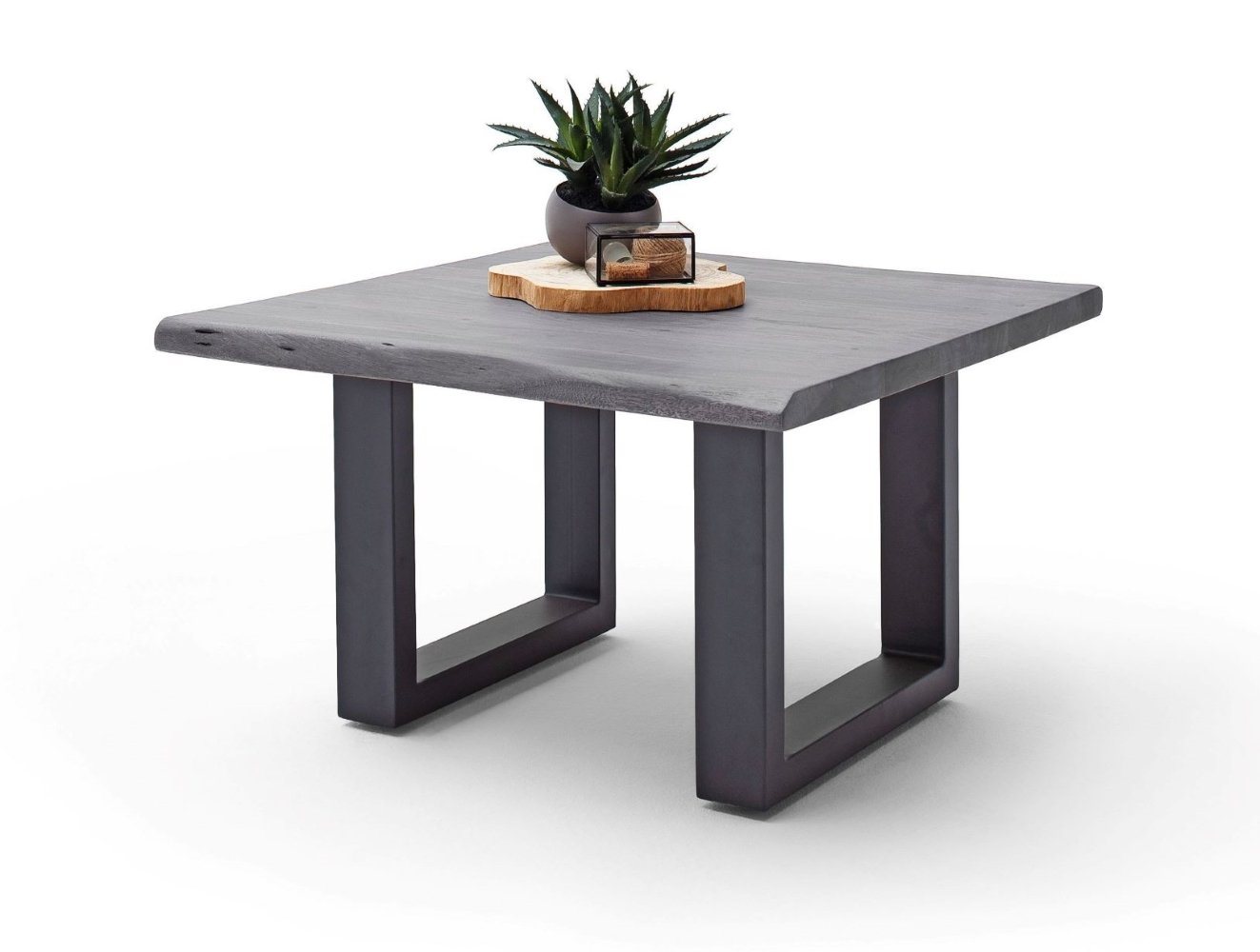 MCA furniture Couchtisch Cartagen, Baumkante Akazie-massiv U-Form quadratisch grau von MCA furniture