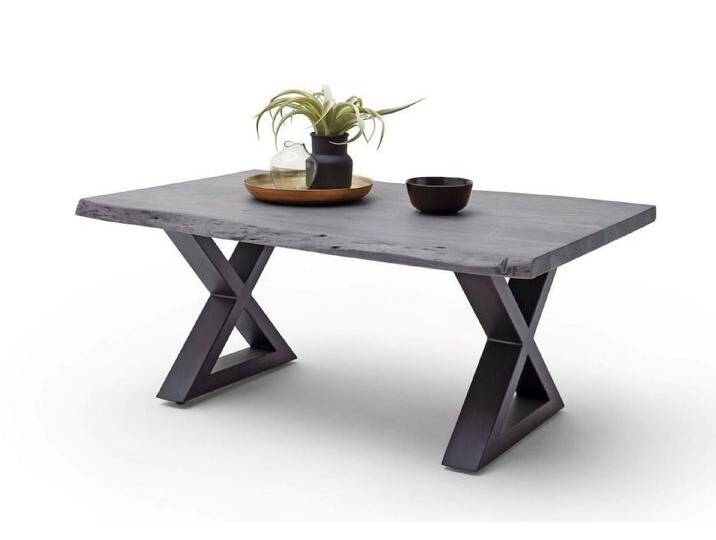MCA furniture Couchtisch Cartagen, Baumkante Akazie-massiv X-Form rechteckig grau, grau von MCA-furniture