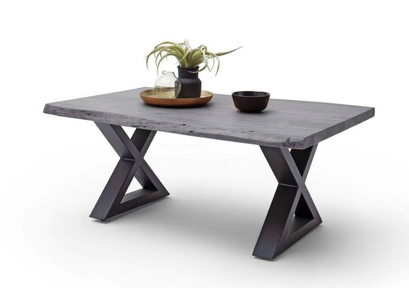 MCA furniture Couchtisch Cartagen, Baumkante Akazie-massiv X-Form rechteckig grau von MCA furniture