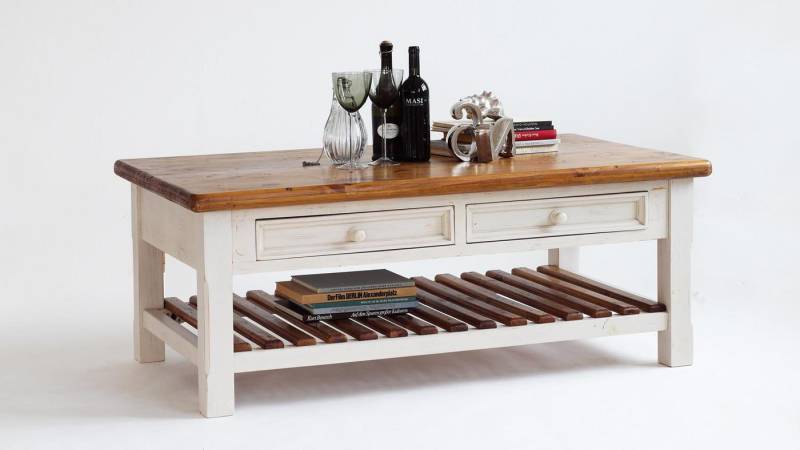 MCA furniture Couchtisch Couchtisch Bodde Kiefer massiv vintage used Look Landhaus von MCA furniture