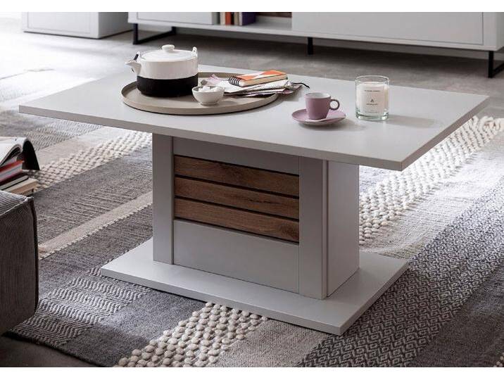 MCA furniture Couchtisch Couchtisch Louisiana, ausziehbar, Modern White, 100 x 60, Küchentisch, Kristaleiche geölt, weiß von MCA-furniture