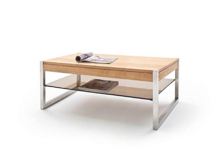 MCA furniture Couchtisch Couchtisch Migel, Asteiche massiv, mit Glasplatte, 105x65, Eiche (no-Set), Breite 105 cm, Tischplatte aus Massivholz, braun von MCA-furniture