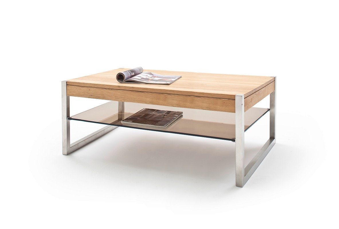 MCA furniture Couchtisch Couchtisch Migel, Asteiche massiv, mit Glasplatte, 105x65, Eiche (no-Set), Breite 105 cm, Tischplatte aus Massivholz von MCA furniture