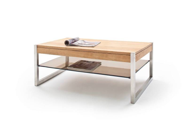 MCA furniture Couchtisch Couchtisch Migel, Asteiche massiv, mit Glasplatte, 105x65, Eiche (no-Set), Breite 105 cm, Tischplatte aus Massivholz von MCA furniture