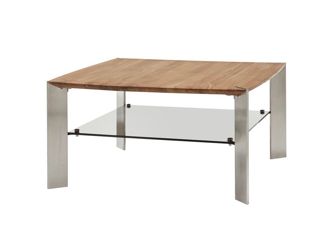 MCA furniture Couchtisch Couchtisch Nelia, Asteiche massiv, mit Glasablage, 50x50, Eiche (no-Set), Breite 50 cm,Tischplatte aus Massivholz von MCA furniture