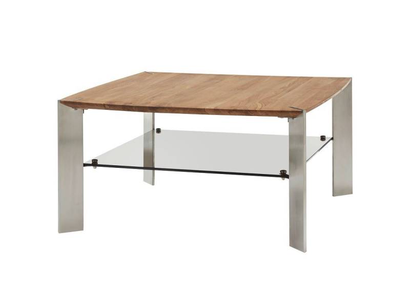 MCA furniture Couchtisch Couchtisch Nelia, Asteiche massiv, mit Glasablage, 50x50, Eiche (no-Set), Breite 50 cm,Tischplatte aus Massivholz von MCA furniture