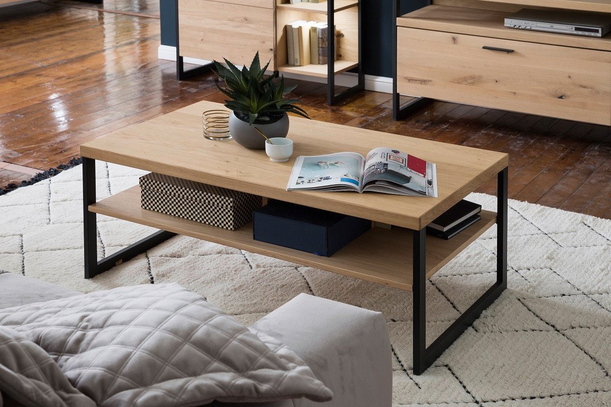 MCA furniture Couchtisch Couchtisch Salerno, mit Ablage, 115x65, Balkeneiche Bianco (no-Set), Breite 115 cm,Tischplatte aus Holzwerkstoff von MCA furniture