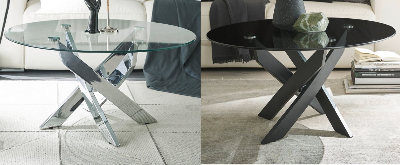 MCA furniture Couchtisch Design-S (Wohnzimmertisch rund, Ø 80 cm, Spider Metallgestell), in schwarz oder Chrom glänzend von MCA furniture