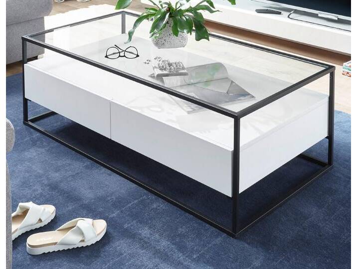 MCA furniture Couchtisch Evora (Wohnzimmer Tisch in weiß Lack, 120 x 60 cm), Soft-Close-Funktion, weiß von MCA-furniture