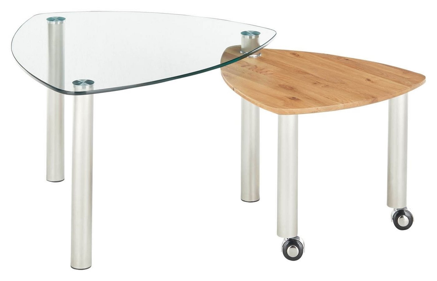MCA furniture Couchtisch TALANGA, 2-teilig, Braun, Transparent, Tischplatten aus Holz & Glas, verschiebbar, mit Rollen von MCA furniture