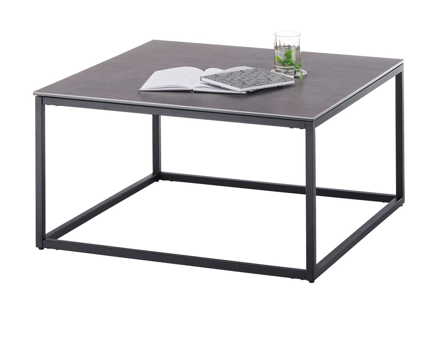 MCA furniture Couchtisch Varna (Wohnzimmertisch mit Keramik Tischplatte, 75x75 oder 100x60 cm), mit Metallgestell von MCA furniture