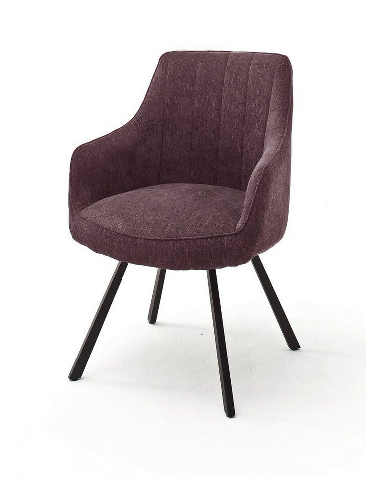 MCA furniture Esszimmerstuhl 2er Set 4-Fuß Stuhl Sassello mit Armlehnen, merlot (2er-Set) von MCA furniture