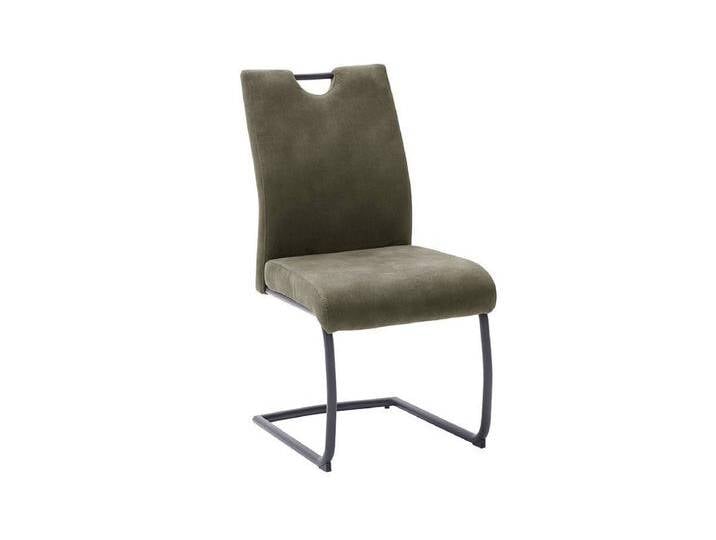 MCA furniture Esszimmerstuhl 2er Set Freischwinger Stuhl Acroma, Feingewebe, oliv (2er-Set), braun von MCA-furniture