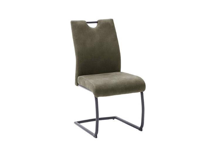 MCA furniture Esszimmerstuhl 2er Set Freischwinger Stuhl Acroma, Feingewebe, oliv (2er-Set), braun von MCA-furniture