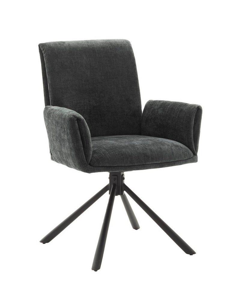 MCA furniture Esszimmerstuhl 2er Set Stuhl Boulder mit Armlehnen, drehbar, Chenille Optik, anthr (2er-Set) von MCA furniture