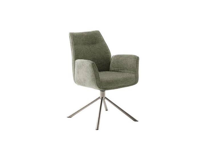 MCA furniture Esszimmerstuhl 2er Set Stuhl Diveria mit Armlehnen, Edelstahl, drehbar, olive (2er-Set), grün von MCA-furniture