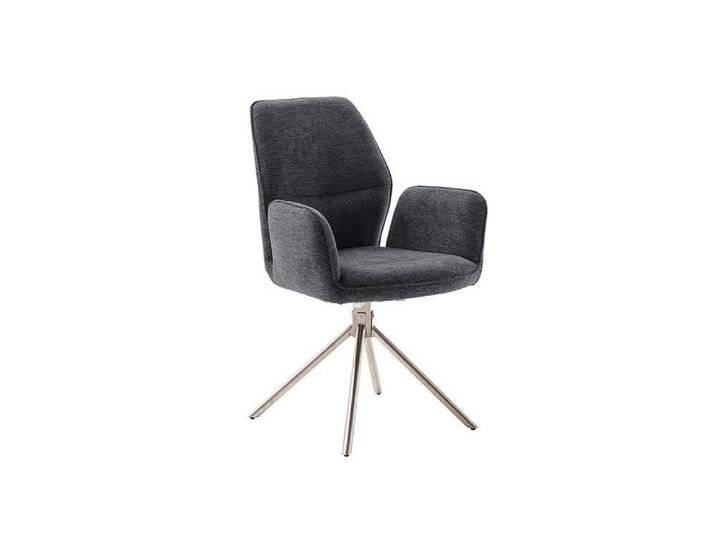MCA furniture Esszimmerstuhl 2er Set Stuhl Greyton mit Armlehnen, Edelstahl, drehbar, anthrazit (2er-Set), grau von MCA-furniture