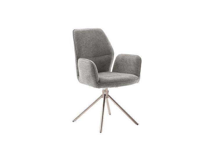 MCA furniture Esszimmerstuhl 2er Set Stuhl Greyton mit Armlehnen, Edelstahl, drehbar, grau (2er-Set), grau von MCA-furniture