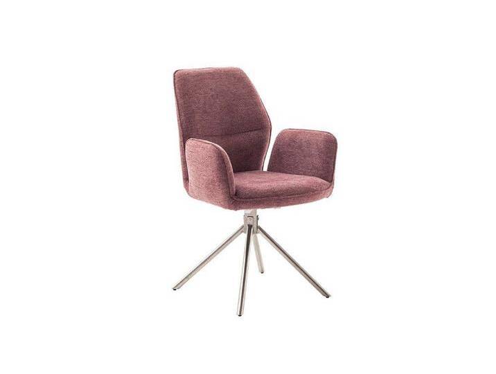 MCA furniture Esszimmerstuhl 2er Set Stuhl Greyton mit Armlehnen, Edelstahl, drehbar, himbeer / (2er-Set), rot von MCA-furniture