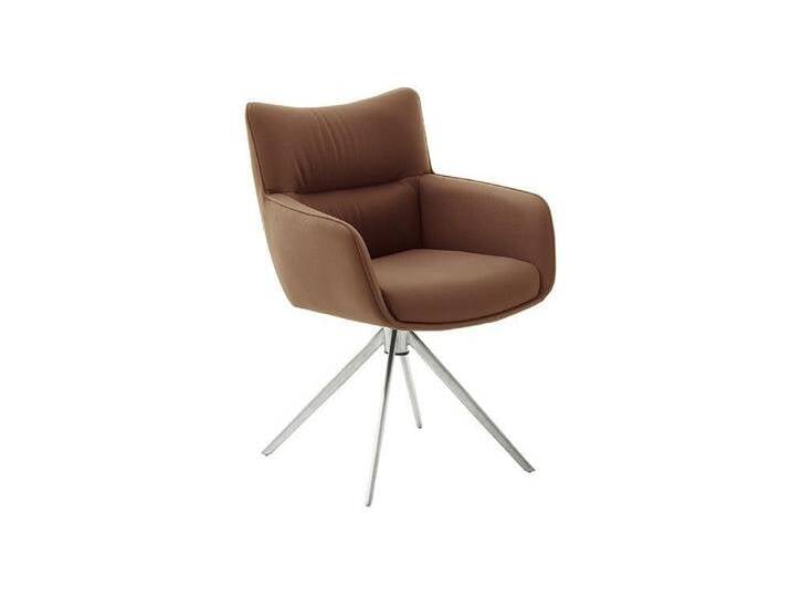 MCA furniture Esszimmerstuhl 2er Set Stuhl Limone 2 mit Armlehnen, Edelstahl, drehbar, rostbraun (2er-Set), braun von MCA-furniture