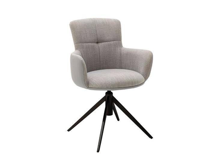 MCA furniture Esszimmerstuhl 2er Set Stuhl Mecana mit Armlehnen, drehbar, Chenille Optik, grau (2er-Set), grau von MCA-furniture
