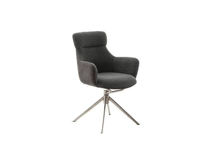 MCA furniture Esszimmerstuhl 2er Set Stuhl Pelion mit Armlehnen, Edelstahl, drehbar, anthrazit (2er-Set), grau von MCA-furniture