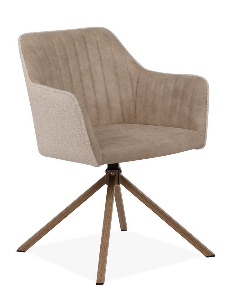 MCA furniture Esszimmerstuhl 2er Set Stuhl Ray mit Armlehnen, drehbar, beige / braun (2er-Set) von MCA furniture