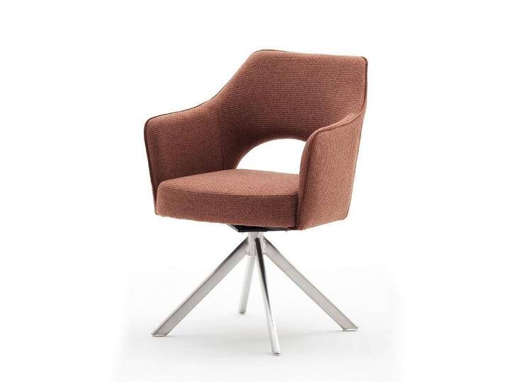 MCA furniture Esszimmerstuhl 2er Set Stuhl Tonala, mit Armlehnen, drehbar, Edelstahl, rostbraun (2er-Set), braun von MCA-furniture