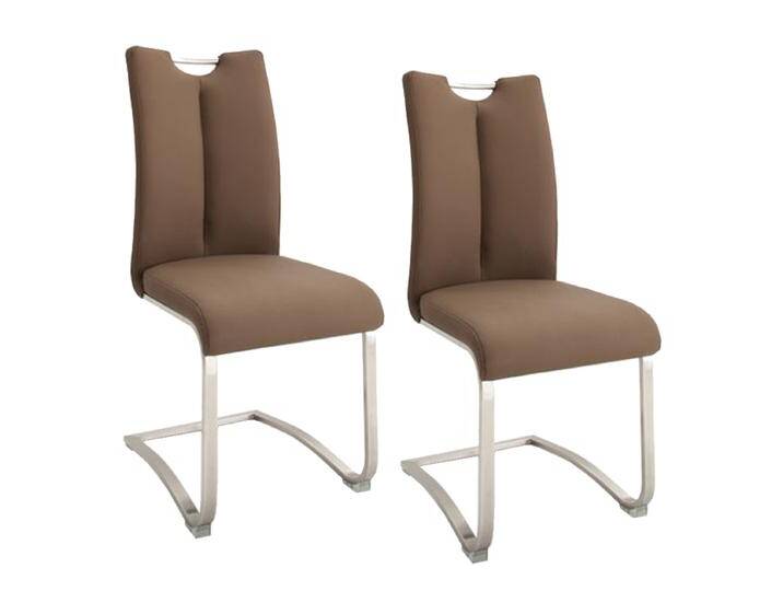 MCA furniture Esszimmerstuhl A2XL20CX Artos 2XL Polsterstuhl mit Griff im 2er Set Lederbezug cappuccino Gestell Flachrohr Edelstahl gebürstet MCA furniture Esszimmerstuhl A2XL20CX Artos 2XL Polsterstuhl mit Griff im 2er Set Lederbezug cappuccino Gestell Flachrohr Edelstahl gebürstet von MCA-furniture