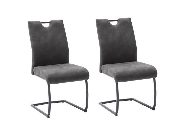 MCA furniture Esszimmerstuhl Acroma ACSS57DG im 2er Set Bezug Antiklook dunkelgrau und Schwinggestell Rundrohr schwarz matt lackiert *** Am Lager *** von MCA-furniture