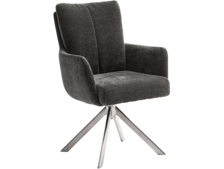 MCA furniture Esszimmerstuhl MALIA, (Set, 2 Stck), 360° drehbar, Taschenfederkern, Sitzhöhe ca. 49 cm, schwarz, Edelstahl von MCA-furniture
