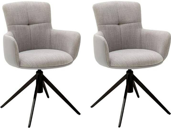 MCA furniture Esszimmerstuhl Mecana (Set, 2 St), 2er Set Materialmix, Stuhl 360° drehbar mit Nivellierung, bis 120 kg, grau, Metall von MCA-furniture