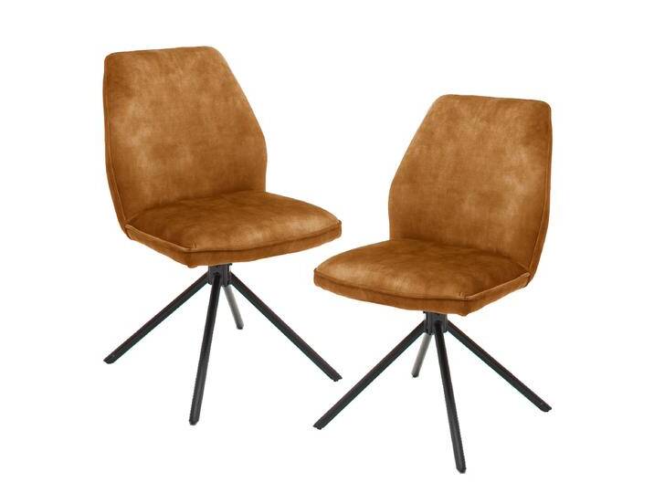 MCA furniture Esszimmerstuhl Ottawa im 2er Set 4-Fuß-Gestell schwarz Vintage Velouroptik Bezugsfarbe wählbar optional drehbar von MCA-furniture