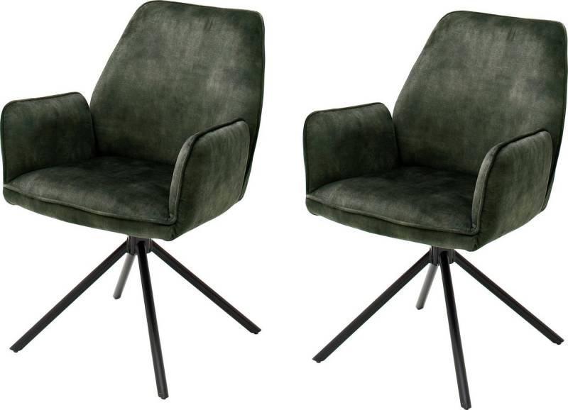 MCA furniture Esszimmerstuhl Ottawa mit Armlehne (Set, 2 St), Vintage Veloursoptik mit Keder, Stuhl belastbar bis 120 Kg von MCA furniture