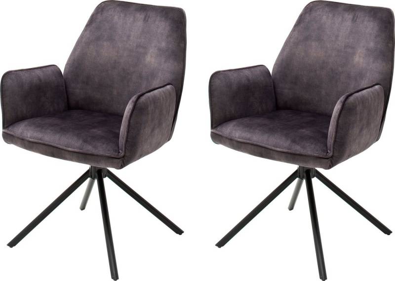 MCA furniture Esszimmerstuhl Ottawa mit Armlehne (Set, 2 St), Vintage Veloursoptik mit Keder, Stuhl belastbar bis 120 Kg von MCA furniture