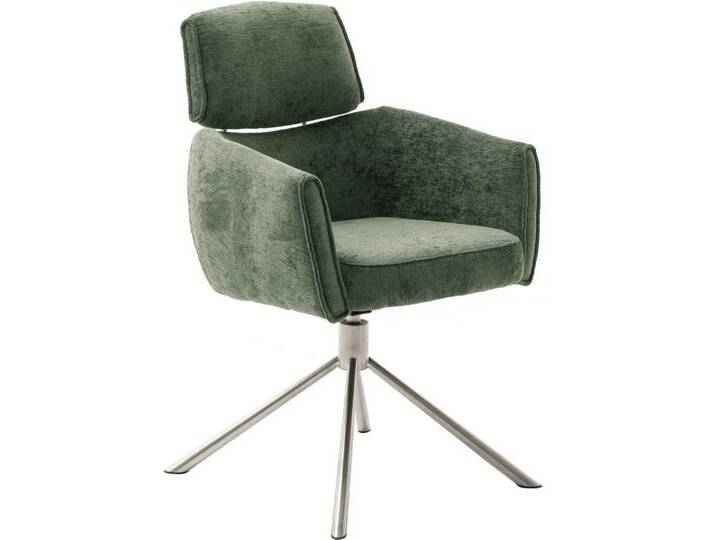 MCA furniture Esszimmerstuhl QUEBEC (Set, 2 St), (2er-Set), 360° drehbar, Taschenfederkern, Sitzhöhe ca. 51 cm, grün, Edelstahl von MCA-furniture