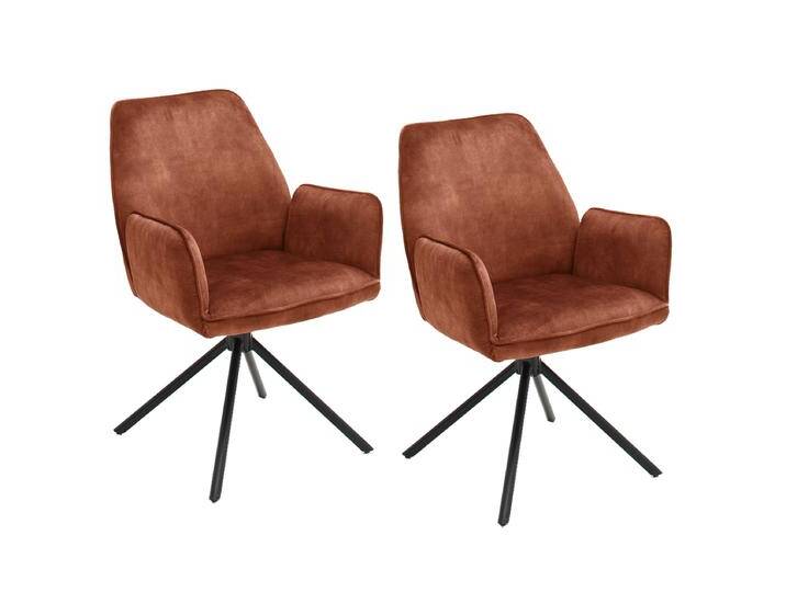 MCA furniture Esszimmerstuhl mit Armlehnen Ottawa im 2er-Set Vintage Velouroptik Bezugsfarbe rostbraun 4-Fuß-Gestell schwarz Stuhl im 2er Set MCA furniture Esszimmerstuhl mit Armlehnen Ottawa im 2er-Set Vintage Velouroptik Bezugsfarbe rostbraun 4-Fuß-Gestell schwarz Stuhl im 2er Set von MCA-furniture
